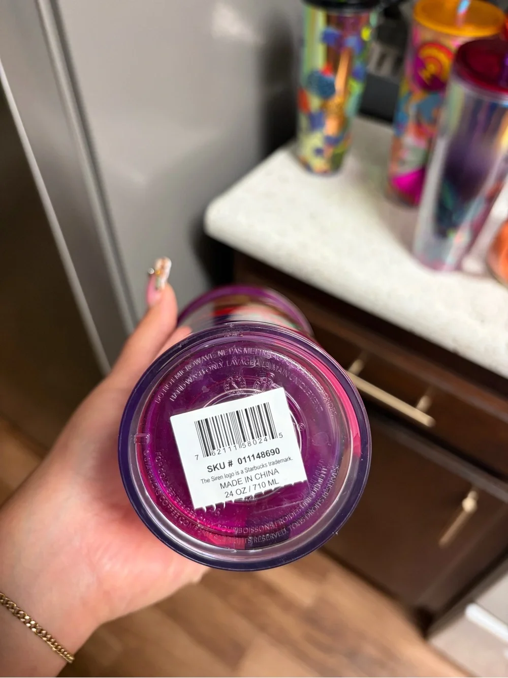 Starbucks Purple-Lid Multi-Color Geometric Reusable Tumbler